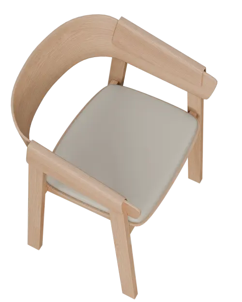 HARMONY, dřevěná konferenční a jídelní židle, čalouněný sedák, koženka smetanová