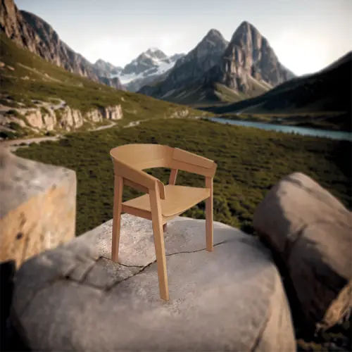 HARMONY, dřevěná konferenční a jídelní židle, čalouněný sedák, koženka smetanová