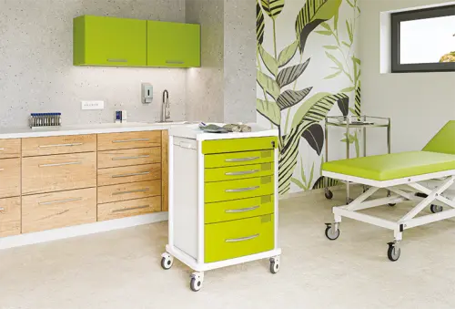 OVM - 06, vozík zdravotnický, 5-zásuvkový, žlutý