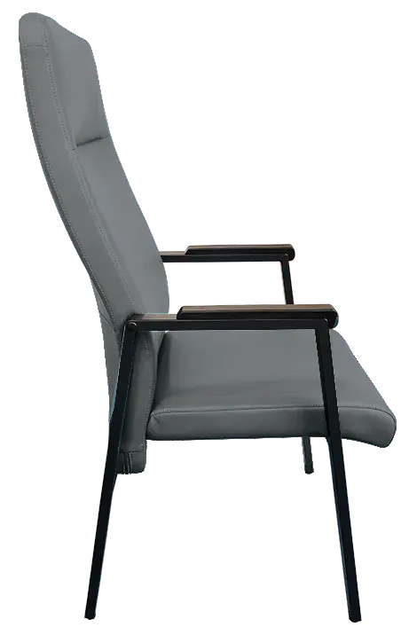 SENIOR STANDARD, seniorské konferenční křeslo, kostra černá, koženka šedo-zelinkavá