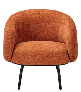 ELISABETH, křeslo, kovové nohy černé, látka cihlová