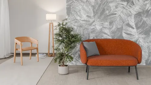 ELISABETH, sedací souprava, dvoumístná, kovové nohy černé, látka cihlová