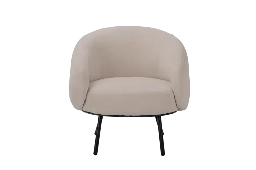 ELISABETH, křeslo, kovové nohy černé, látka bílá káva