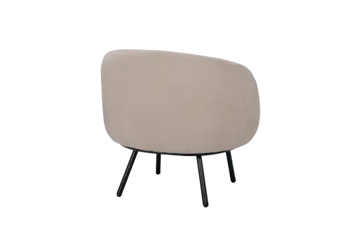 ELISABETH, křeslo, kovové nohy černé, látka bílá káva