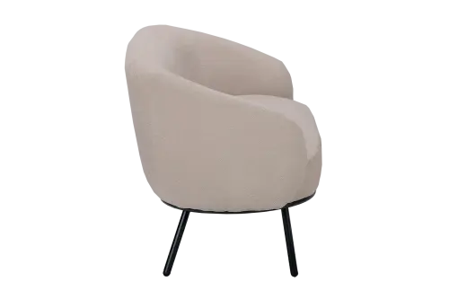 ELISABETH, křeslo, kovové nohy černé, látka bílá káva