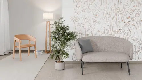 ELISABETH, sedací souprava, dvoumístná, kovové nohy černé, látka bílá káva