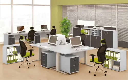 ORL 28 - 166 stůl kancelářský, rohový, pravý, dřevěná podnož, deska 25 mm, široký 1600 mm, buk royal