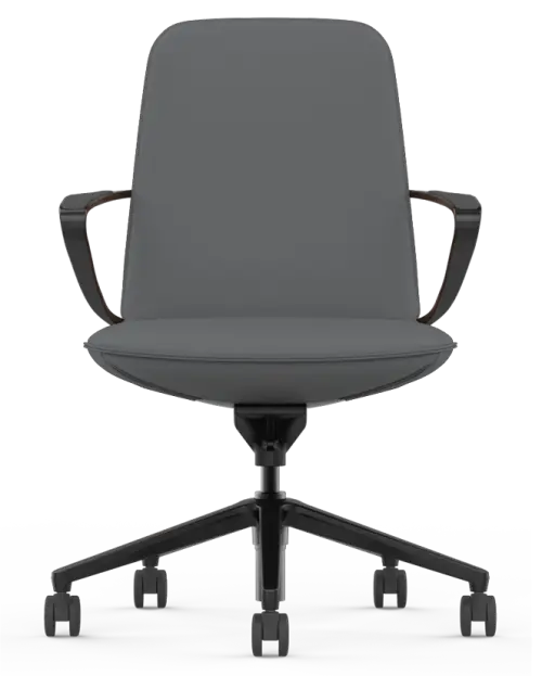 AURA MEETING - BLACK, křeslo kancelářské, kříž černý, šedá kůže