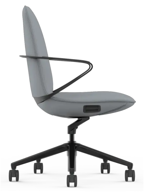 AURA MEETING - BLACK, křeslo kancelářské, kříž černý, šedá kůže