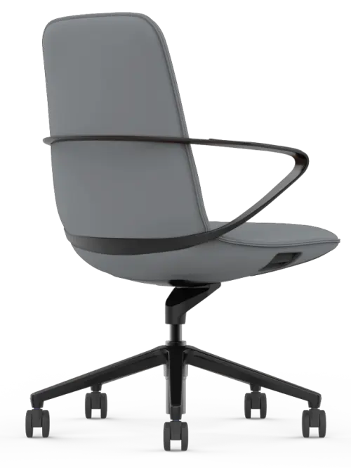 AURA MEETING - BLACK, křeslo kancelářské, kříž černý, šedá kůže