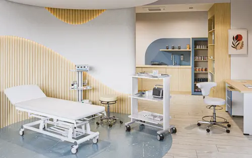 VPI - 703, výškově stavitelný přístrojový vozík, bílý