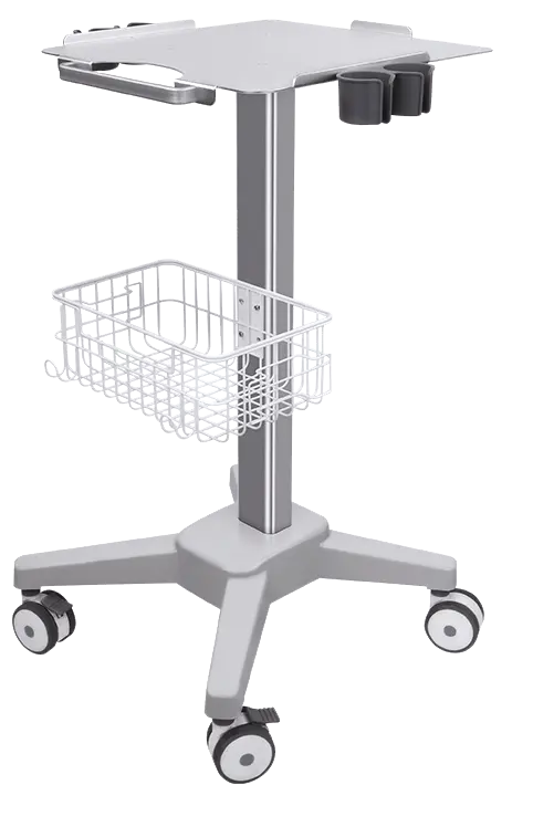 UZ - 01, utrazvukový vozík, 4 držáky pro sondy, drátěný košík, šedý
