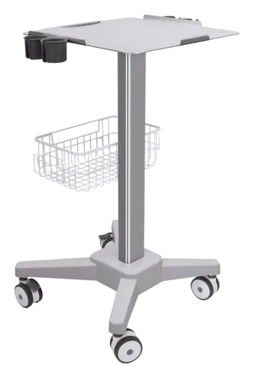 UZ - 01, utrazvukový vozík, 4 držáky pro sondy, drátěný košík, šedý