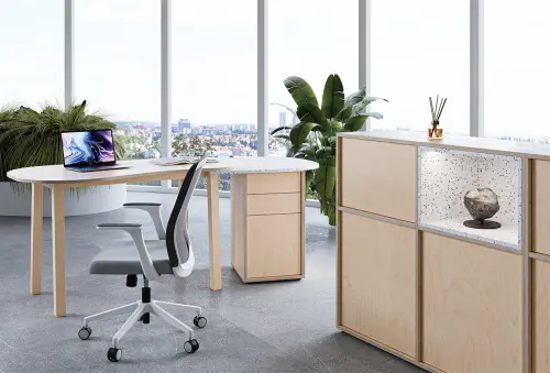 EFE D1844 P dolní modul, 2-dveřová/nika, 1000x1800x400, pravý, překližka bříza/upcyklovaný plast