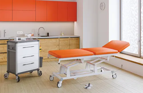 EUROMEDICA - 14 lehátko elektricky stavitelné, 3-segmentové s nožním ovladačem (2 motory), tmavě modré č. 8