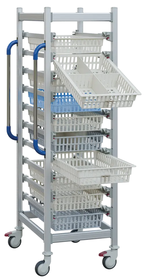 EUROMEDICA PV 173, regálový vozík, 10 pater, nerezový