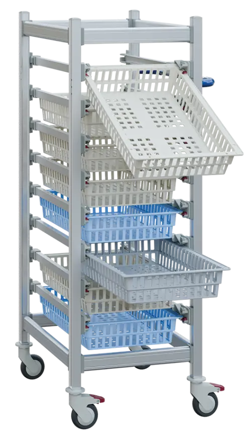 EUROMEDICA PV 146, regálový vozík, 8 pater, nerezový