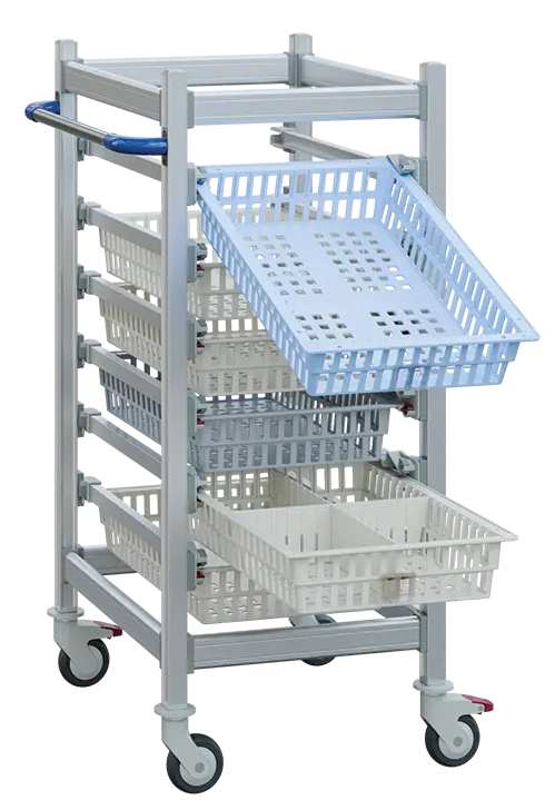 EUROMEDICA PV 120, regálový vozík, 6 pater, nerezový