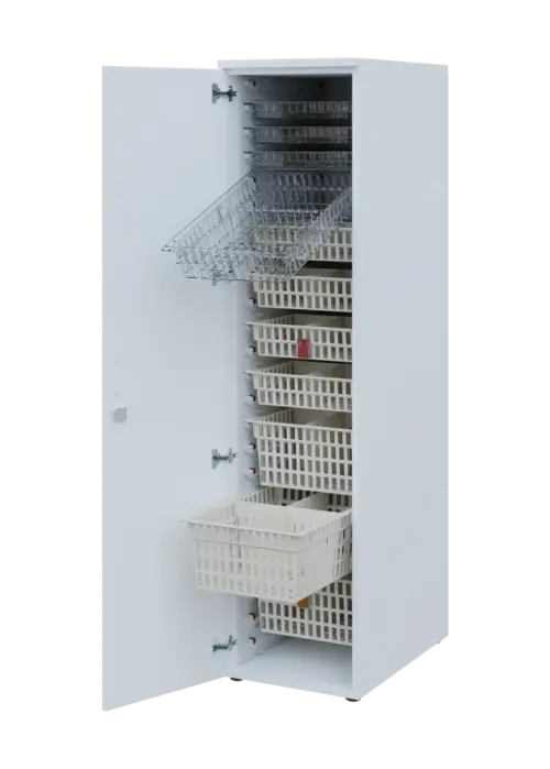 EUROMEDICA D - 46 skříň léková boxová, 1-dveřová, levá, 1950x460x735, korpus šedý, dvířka obloha