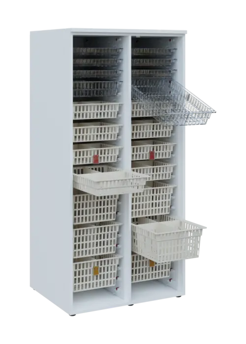 EUROMEDICA O - 90 skříň léková boxová, otevřená, 1950x900x735, korpus šedý