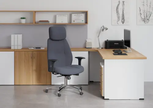 HILTON křeslo kancelářské, opěrka polohovací, područky stavitelné, látka tmavě šedá