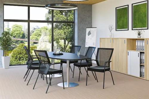 EAGLE, židle konferenční, mesh/látka šedá