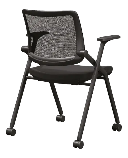 SMART 01, židle konferenční s područkami, sklopná, černá, kolečka