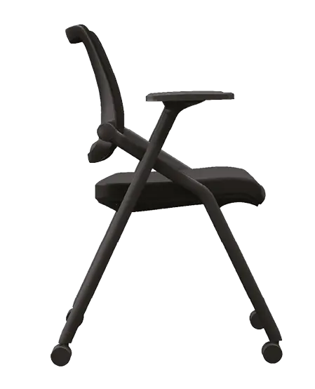 SMART 01, židle konferenční s područkami, sklopná, černá, kolečka