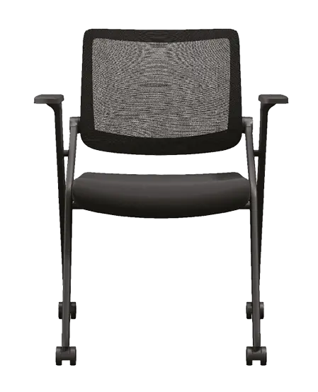 SMART 01, židle konferenční s područkami, sklopná, černá, kolečka