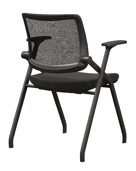 SMART 01, židle konferenční s područkami, sklopná, černá, kluzáky