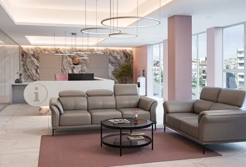 RIVIERA - 2, 2-místná sedací souprava, látka světle šedá