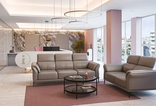 RIVIERA - 2, 2-místná sedací souprava, koženka šedá