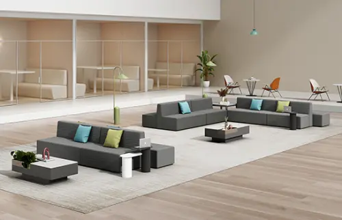 DUO LOUNGE, oboustranná pohovka, látka šedá