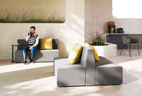 DUO LOUNGE, oboustranná pohovka, látka šedá