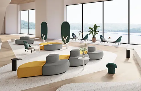 TRIANGL, pohovka, látka žlutá