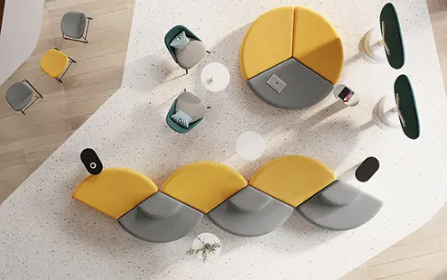 TRIANGL PLUS, pohovka s opěrákem, látka šedá