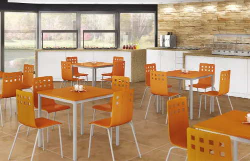 JS 80 Jídelní stůl 800 x 800 mm, deska šedá / podnož černá RAL9005