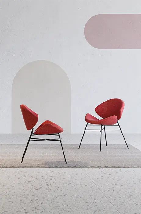 SHELL, konferenční židle, látka červená