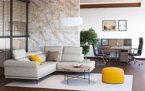 STONE 80, taburet, 800x800x450, látka žlutá