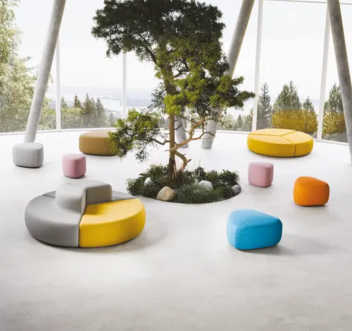 STONE 58, taburet, 580x580x450, látka zelená