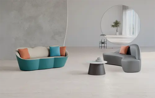 CLOUD, pohovka, ekologická kůže pískově šedá/zelená