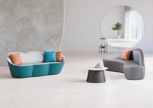 CONY 70, konferenční stolek, pr.700 x 390, deska mramor bílý, podnož kov hnědý