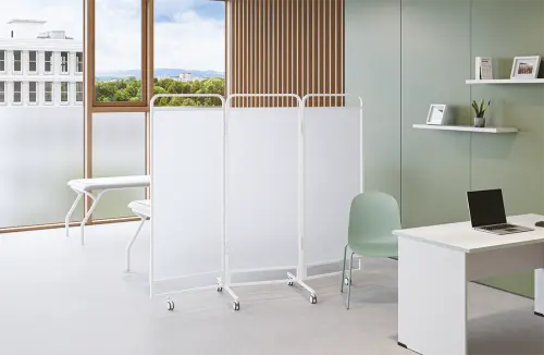 MEDIVAN LAK 2, zástěna 2-dílná, kovová konstrukce, výplň plastová, bílá/bílá