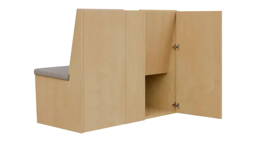 RE LAV - 1200 lavice do čekárny, 2-sedák, 1000x1200x435, bříza světlá, koženka BE 5 - krémová