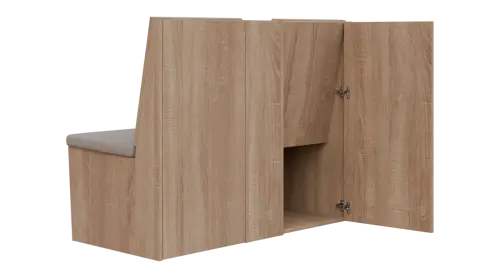 RE LAV - 1200 lavice do čekárny, 2-sedák, 1000x1200x435, dub bardolino, koženka BE 5 - krémová