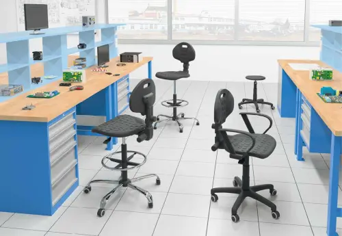 PUR 05, židle laboratorní a dílenská, PU černá