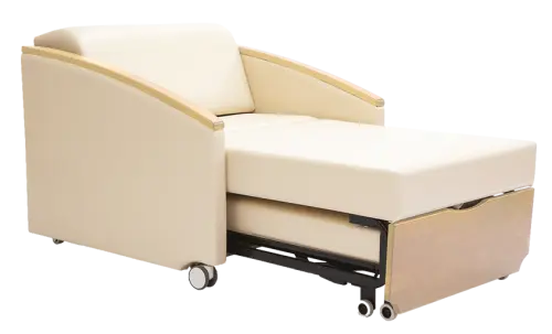 SALZA WOOD rozkládací křeslo, šířka 860 mm, koženka tmavě hnědá