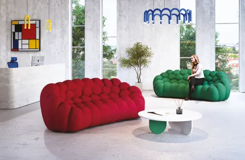 BUBBLES, pohovka 3-místná, látka modrá