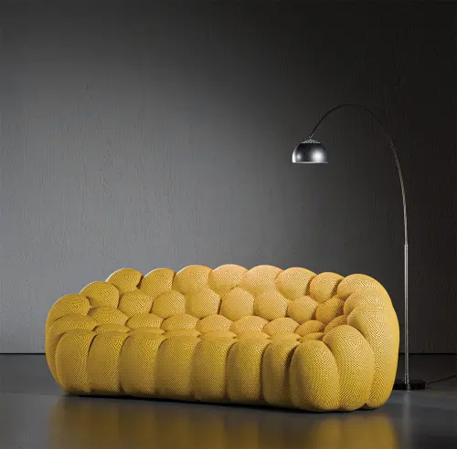 BUBBLES, pohovka 3-místná, látka žlutá