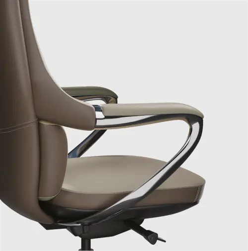 REYA, židle kancelářská, titan kříž, krémová kůže/antracit PU